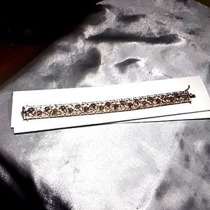 Vintage sterling -goldwash multi flower gem bracelet